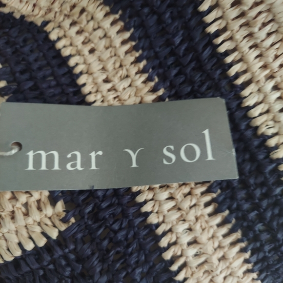 NWT Mar Y Sol Cabana Stripe Straw Hand Made Carry All Tote Bag - Picture 11 of 12